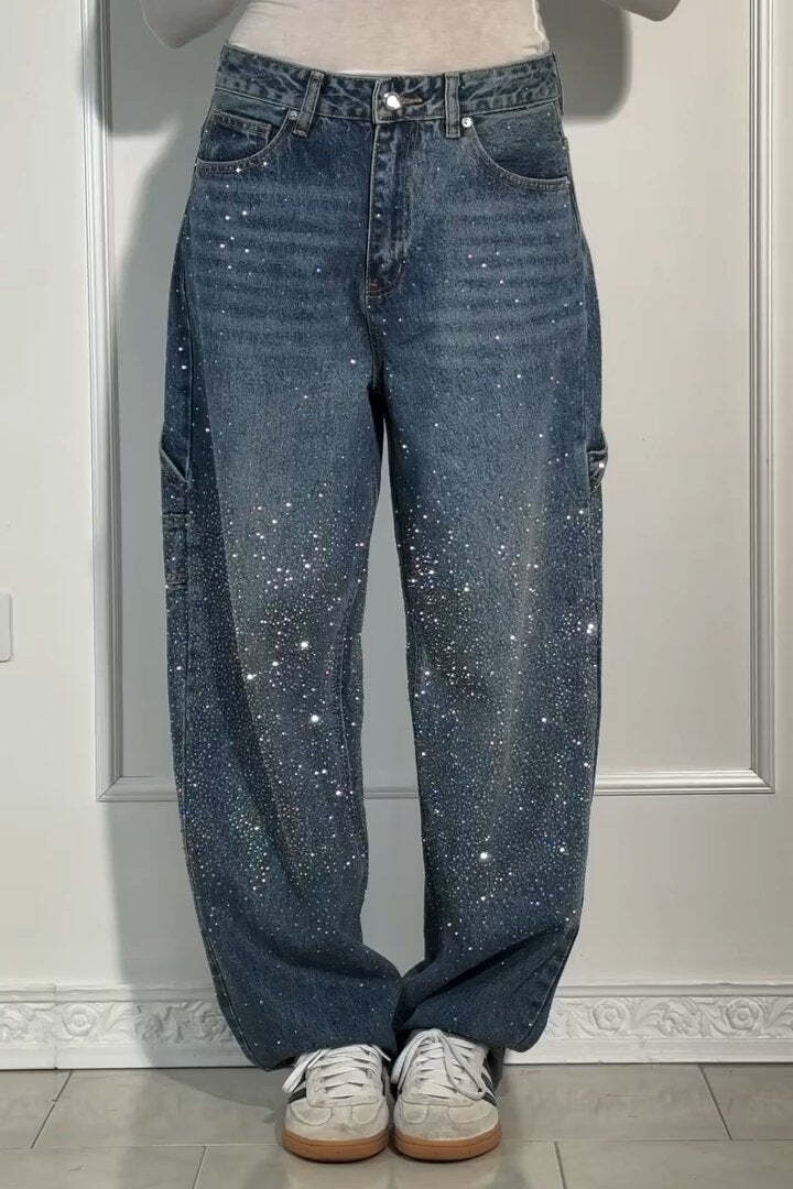 SparkleDenim™ Harem Jeans met Strass-steentjes
