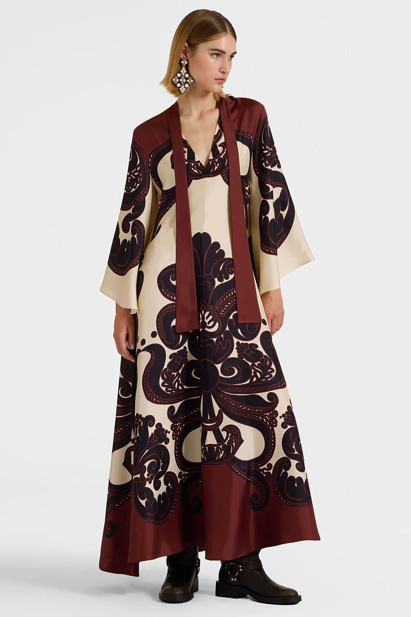 EleganceFlow™ | Satijnen maxi jurk met grenadillaprint