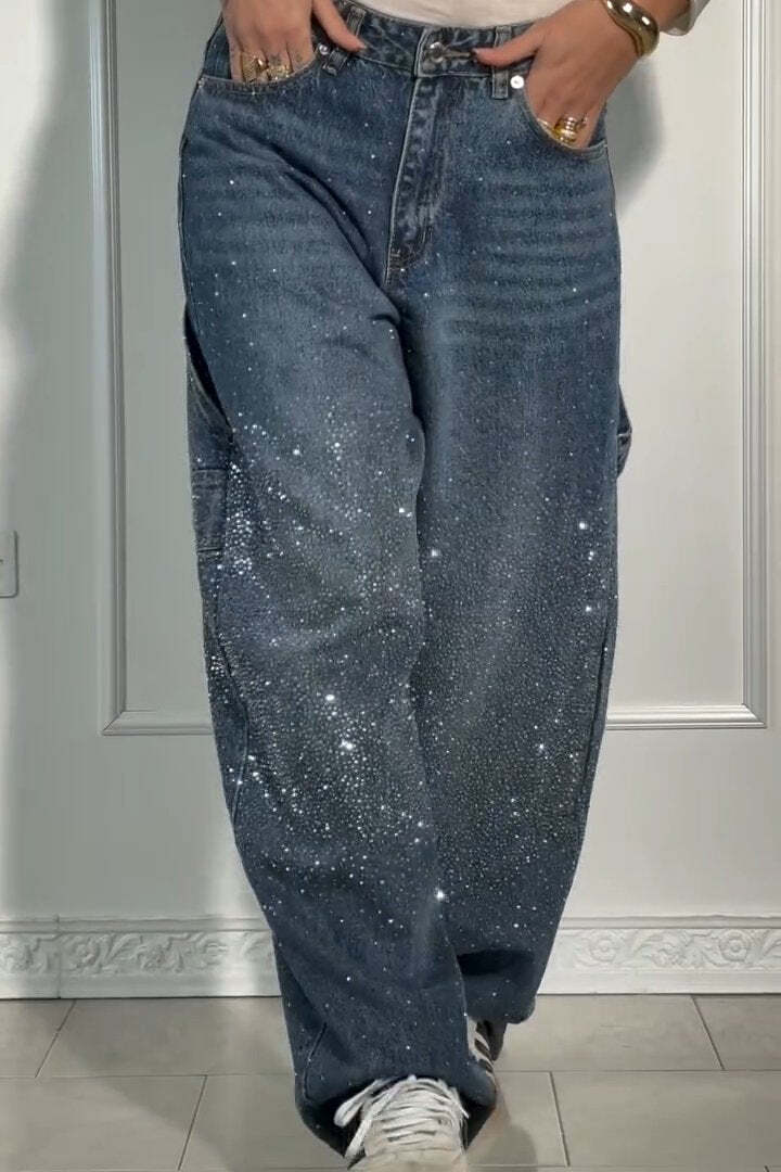 SparkleDenim™ Harem Jeans met Strass-steentjes