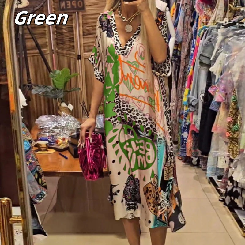 VivaV-Neck™ | Jurk met Diepe V-hals en Print