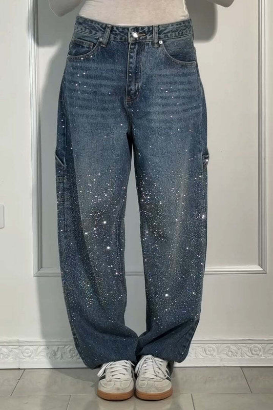 SparkleDenim™ Harem Jeans met Strass-steentjes