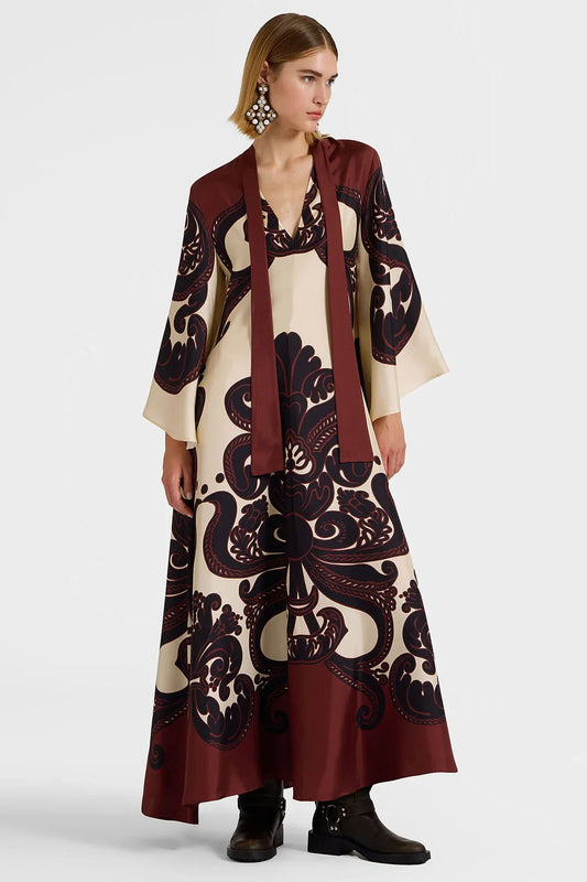 EleganceFlow™ | Satijnen maxi jurk met grenadillaprint