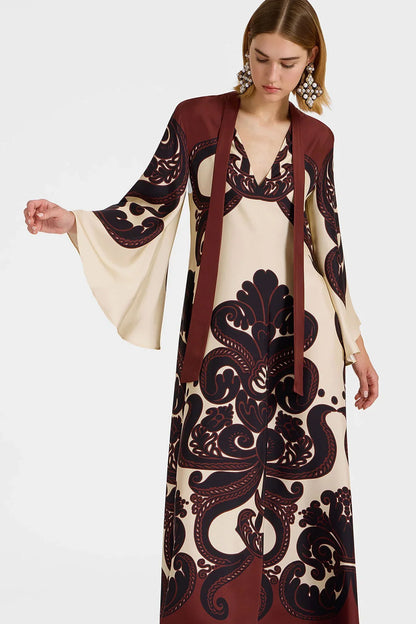 EleganceFlow™ | Satijnen maxi jurk met grenadillaprint