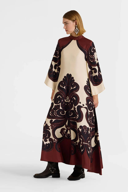 EleganceFlow™ | Satijnen maxi jurk met grenadillaprint