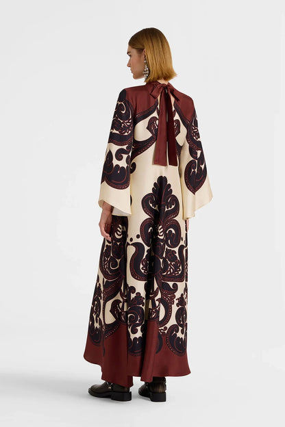 EleganceFlow™ | Satijnen maxi jurk met grenadillaprint