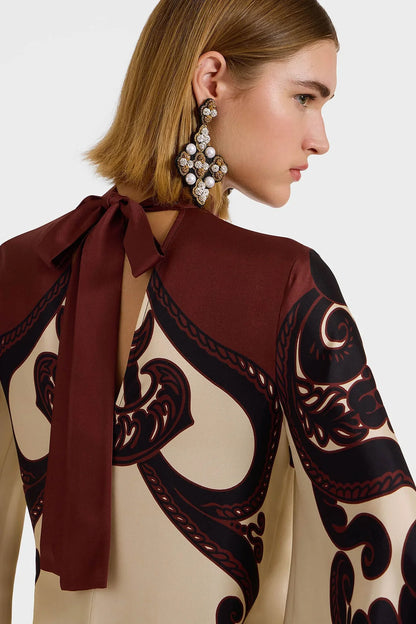 EleganceFlow™ | Satijnen maxi jurk met grenadillaprint