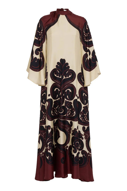 EleganceFlow™ | Satijnen maxi jurk met grenadillaprint