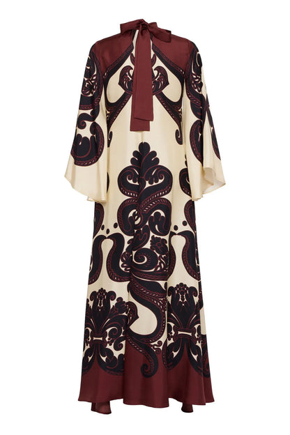EleganceFlow™ | Satijnen maxi jurk met grenadillaprint