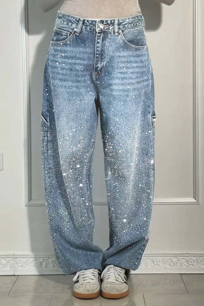 SparkleDenim™ Harem Jeans met Strass-steentjes