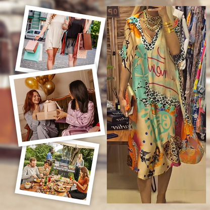 VivaV-Neck™ | Jurk met Diepe V-hals en Print